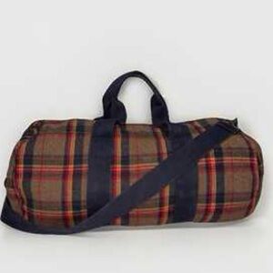 Vintage Gap Mt Whistler Lodge Tartan Plaid Wool 20" Duffel Bag Tote Blue Brown